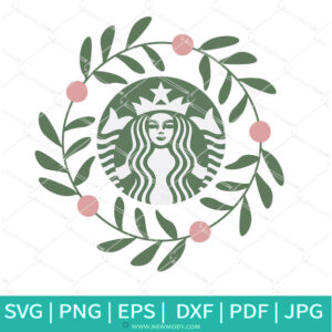 Floral Circle Frame Strabucks SVG - Floral Monogram SVG - Circle Frame SVG - Newmody