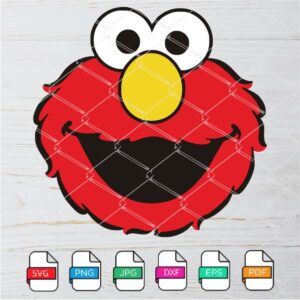 Sesame Street Funny Elmo Head SVG - Elmo Smiling Face SVG Newmody