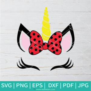 Unicorn Head & Minnie Hair Bow SVG - Cute Unicorn SVG - Unicorn  Face SVG - Newmody