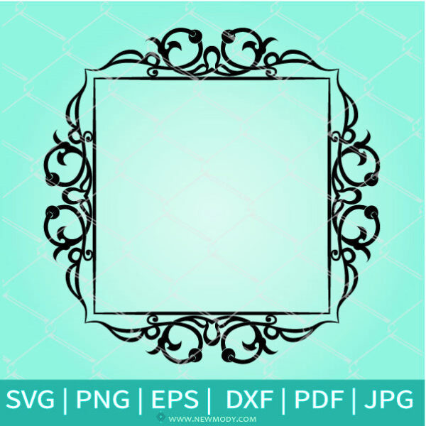 Decorative Floral Flourish Frame SVG - Picture frame SVG - Border Ornament SVG - Newmody