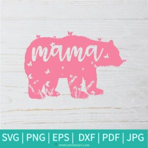 Floral Mama Bear SVG - Bear SVG - Bear Mom SVG - Mom SVG Butterfly - Newmody