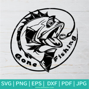 Gone Fishing SVG - Fishing Pole SVG- Bass Fishing Time SVG - Newmody