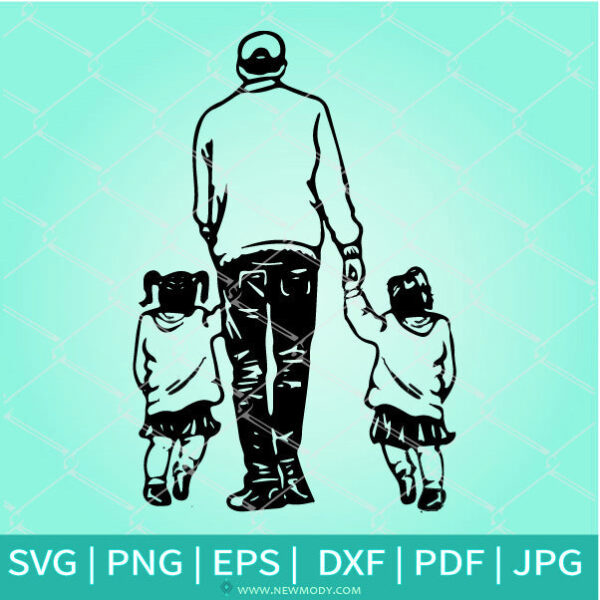 Father Walking With Daughters SVG- Father 's Day Gift SVG - Newmody