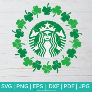 Clover Frame Strabucks SVG - Clover Monogram SVG -  Circle Frame SVG - Newmody