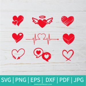 Heart Bundle SVG -  Valentine's Day  SVG - Valentines Hearts SVG - Love SVG - Heart - Newmody