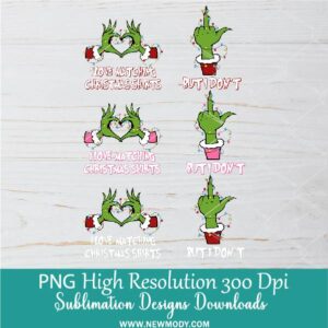 I love matching Christmas shirt but I don't PNG, Funny Matching Christmas Couple Png Sublimation & DTF T-Shirt Design Digital Download