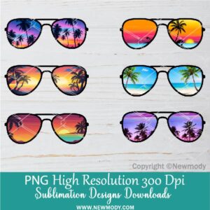 Summer Sunglasses Bundle PNG Sublimation  - Beach Palm Tree Vintage Sunglasses PNG - Newmody