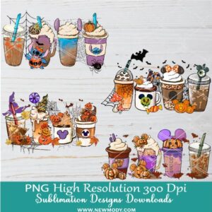 4 Halloween Coffee Cup PNG Sublimation Bundle | Fall Cups PNG Clipart Bundle - Newmody