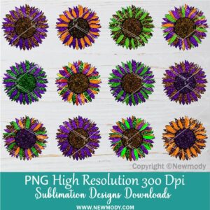 Glitter Halloween Sunflower PNG Sublimation Designs Bundle -Leopard Sunflower Clipart - Newmody