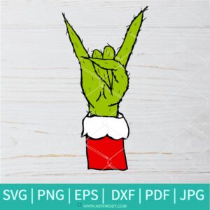 Peace Sign Grinch Hand SVG, PNG Clipart for Sublimation - ASL SIGN Green Christmas hand SVG and PNG