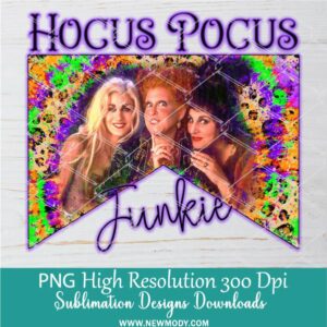 Hocus Pocus Junkie PNG For Sublimation | Halloween spooky vibes Png | Leopard Halloween skull Hocus Pocu PNG