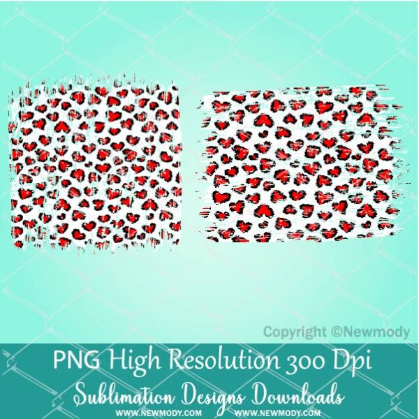 Distressed Heart Leopard background 2 PNGs for Sublimation Design - Valentine Leopard background - Newmody