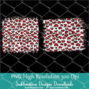 Distressed Heart Leopard background 2 PNGs for Sublimation Design - Valentine Leopard background - Newmody