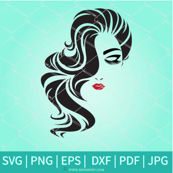 Beautiful Woman Face SVG - Hair Svg - Newmody