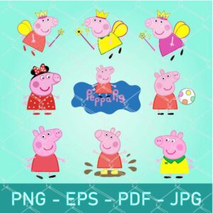 Peppa Pig Clipart Bundle - Princess Peppa Pig Clipart Vector Newmody