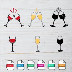 Wine Glass Svg Bundle - Champagne Glass SVG Newmody