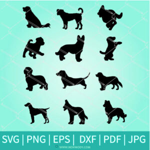 Dog Silhouette SVG Bundle - Dog Silhouette Clipart Bundle - Newmody