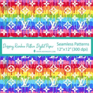 Dripping Rainbow Pattern Digital Paper - LV Dripping Rainbow Seamless Patterns - LV Dripping Rainbow Sublimation - Newmody