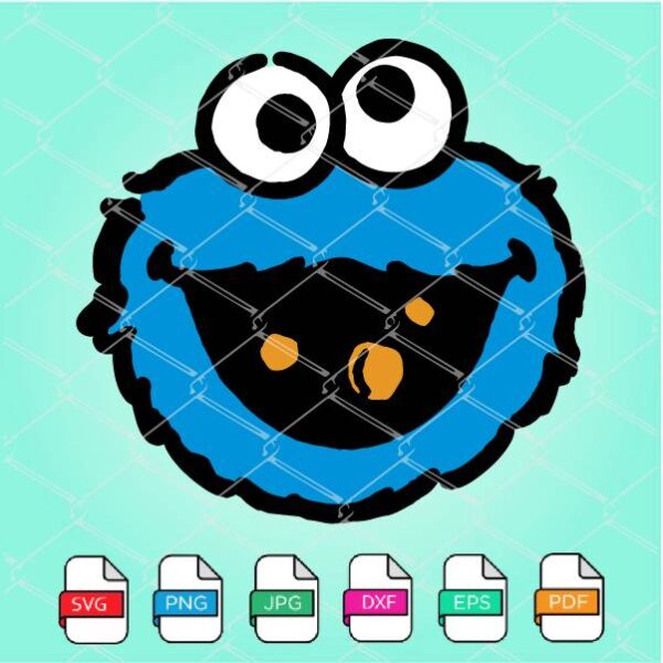 Sesame Street Funny Cookie Monster Head  SVG - Cookie Monster Face SVG Newmody