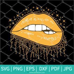 Shiny Dripping Lips Svg - Golden Glitter Lips Svg - Newmody