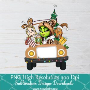 Christmas Grinch Truck PNG ,Grinchmas Sublimation & DTF T-Shirt Design Digital Download