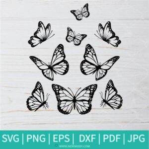 Bundle Outline Butterfly  SVG - Butterflies SVG - Good Vibes Svg - Girls Svg - Positive SVG - Newmody