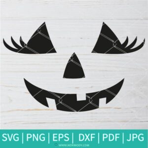 Jack O Lanterm Lady Face SVG-PNG - Halloween SVG- Pumpkin SVG - Cut Files for Cricut and silhouette