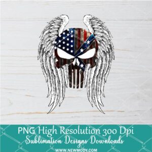 Punisher skull US PNG For Sublimation, Skull American Flag PNG Clipart