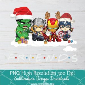 Christmas Marvel Friends Png, Christmas Png Dtf and Sublimation shirt design Digital download