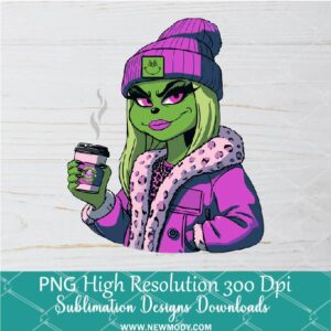 Purple Gricnh Girl PNG ,Grinchmas Sublimation & DTF T-Shirt Design Digital Download