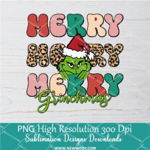 Merry Grinchmas leopard PNG For Sublimation, Grinch PNG, Christmas PNG