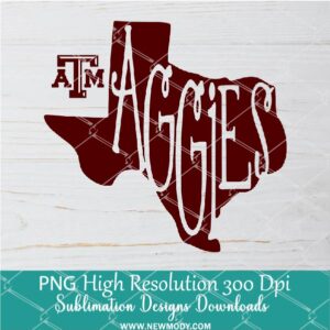 Texas A&M Aggies Map PNG For Sublimation