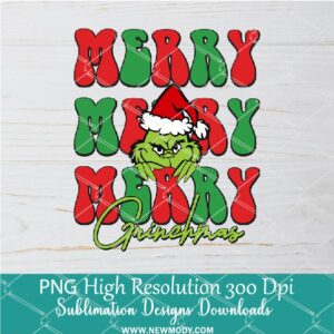 Merry Grinchmas Red Green PNG For Sublimation, Grinch PNG, Christmas PNG