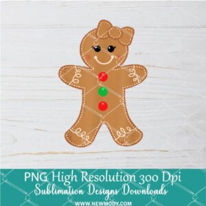 Gingerbread Girl PNG For Sublimation, Christmas PNG