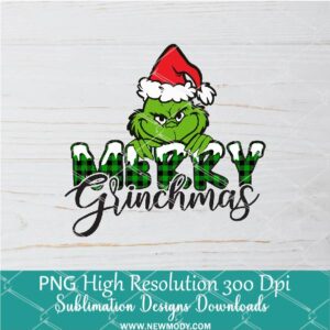 Merry Grinchmas Green Plaid PNG For Sublimation, Grinch PNG, Christmas PNG