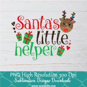 Santas Little Helper PNG For Sublimation, Christmas PNG