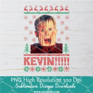 Kevin Ugly Christmas Sweater PNG For Sublimation, Christmas PNG