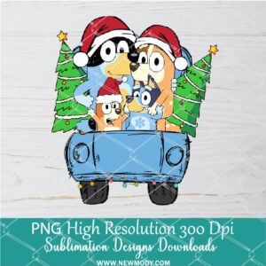Christmas Truck Bluey Custom Name Png, Christmas Png Dtf and Sublimation shirt design Digital download