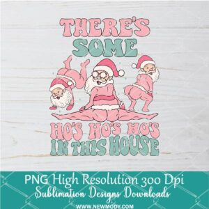 Pink Santa There's some Ho's Ho's Ho's Png, Funny Santa's Moment Sublimation & DTF T-Shirt Design Digital Download