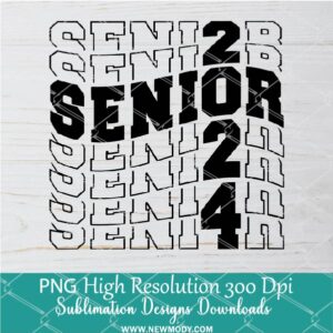 Senior 2024 wavy PNG For Sublimation