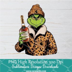 Grinch Hennessy bottle PNG ,Grinchmas Sublimation & DTF T-Shirt Design Digital Download