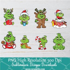 Baby Grinch Bundle PNG ,Grinchmas Sublimation & DTF T-Shirt Design Digital Download