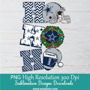 Ho Ho Ho Cowboys PNG, Christmas Dallas Cowboys NFL Png for Sublimation & DTF T-Shirt Design Digital Download