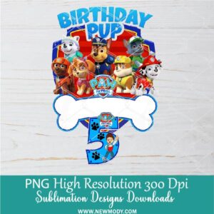 Paw Patrol 5th Birthday PNG Sublimation Design
