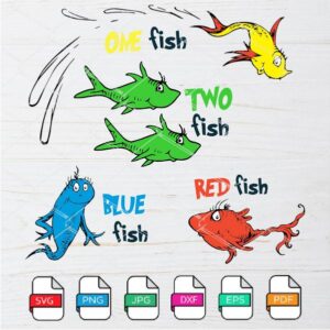 One Fish Two Fish Red Fish Blue Fish SVG - PNG Newmody