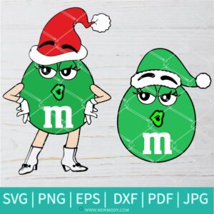 Green m and m Character Svg - Merry Christmas m&ms - Christmas Green m and m Face Svg - Newmody