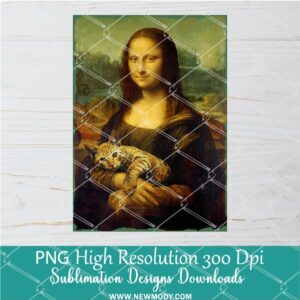 Cat Mona Lisa Art PNG For Sublimation