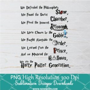 Harry Potter Generation PNG For Sublimation, Harry Potter PNG