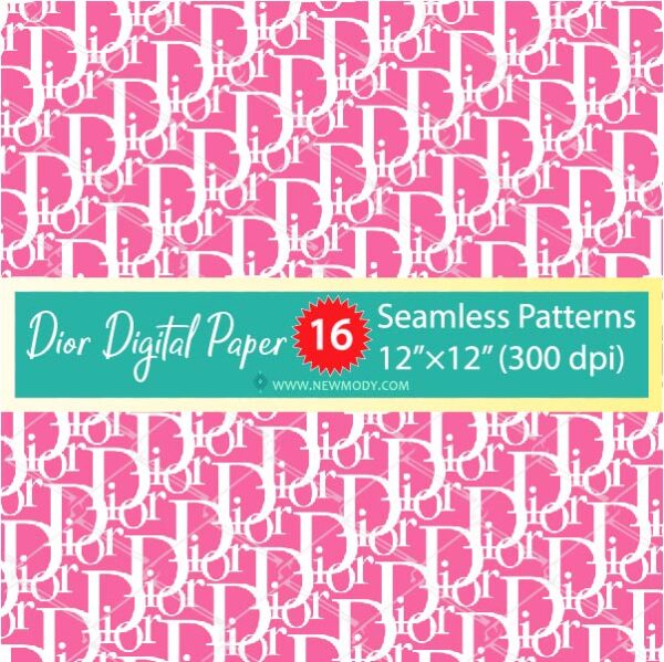 Dior Digital Paper Pack - 16 Dior Seamless Patterns Bundle - Dior Pattern SVG - Newmody