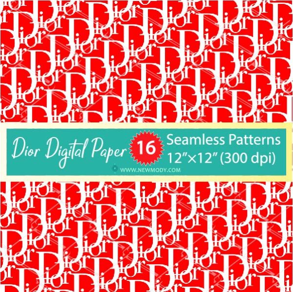 Dior Digital Paper Pack - 16 Dior Seamless Patterns Bundle - Dior Pattern SVG - Newmody
